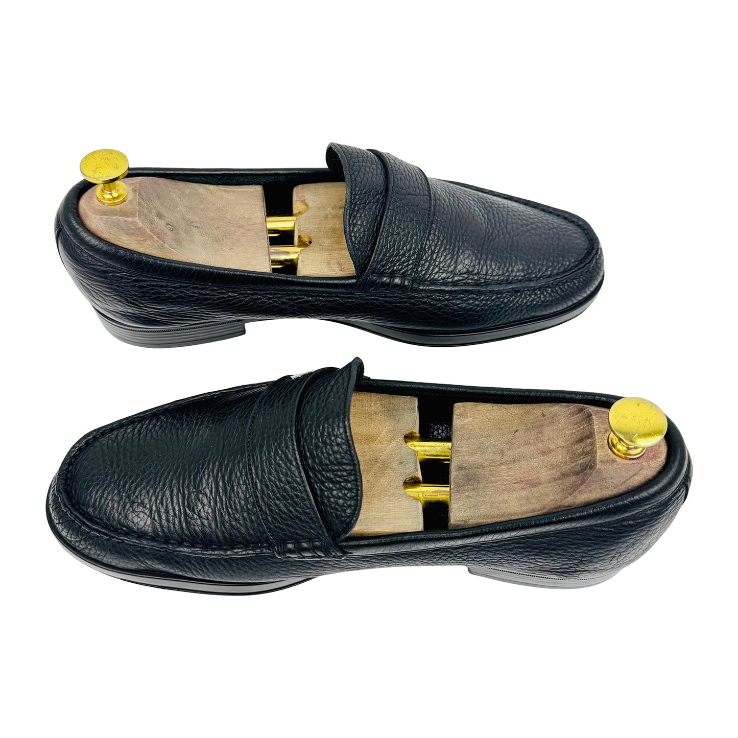 Bally Men's Black Pebbled Leather Loafers (Size 42.5/43)