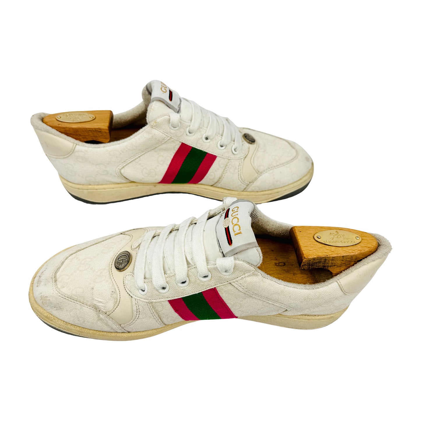 Gucci Screener White Web Stripe Sneakers (Size 42/42.5)