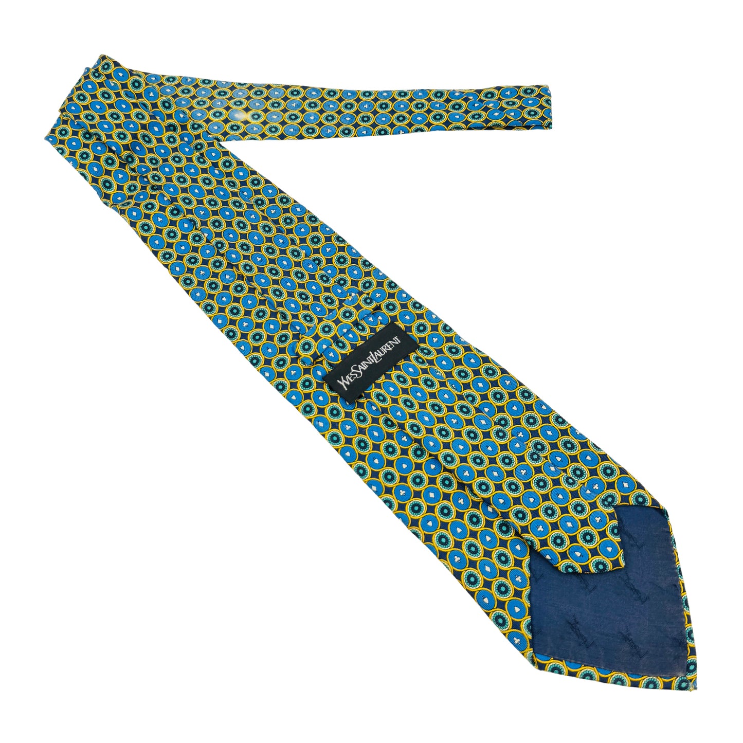 Yves Saint Laurent Blue 'Geometric Medallion Pattern' Tie (Size Regular)