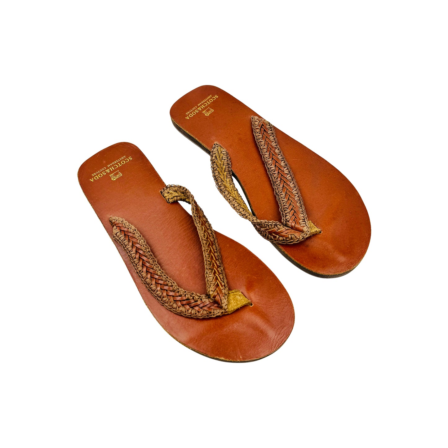 Scotch & Soda Amsterdam Couture Brown Flip Flops (Size 43)
