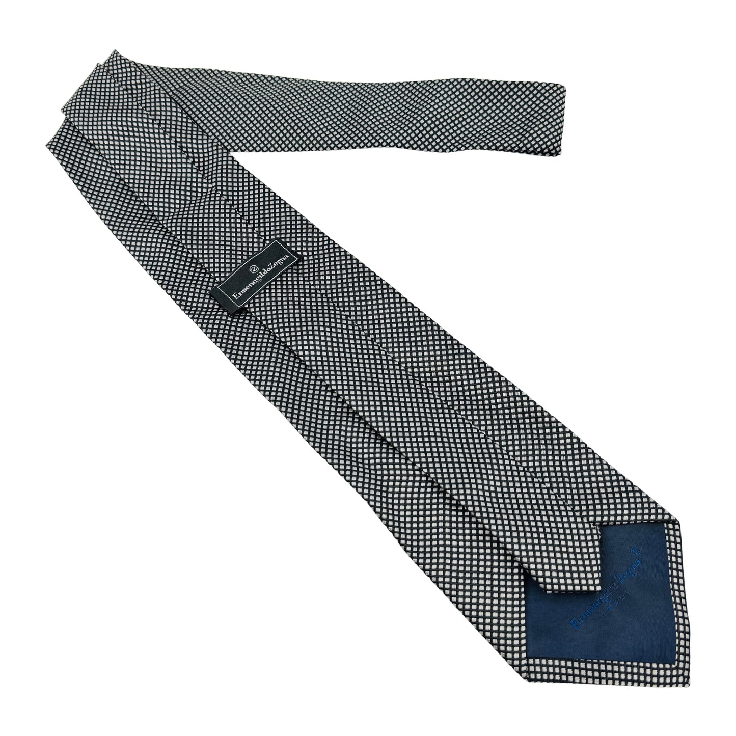 Ermenegildo Zegna Black 'Geometric Pattern' Tie (Size Regular)