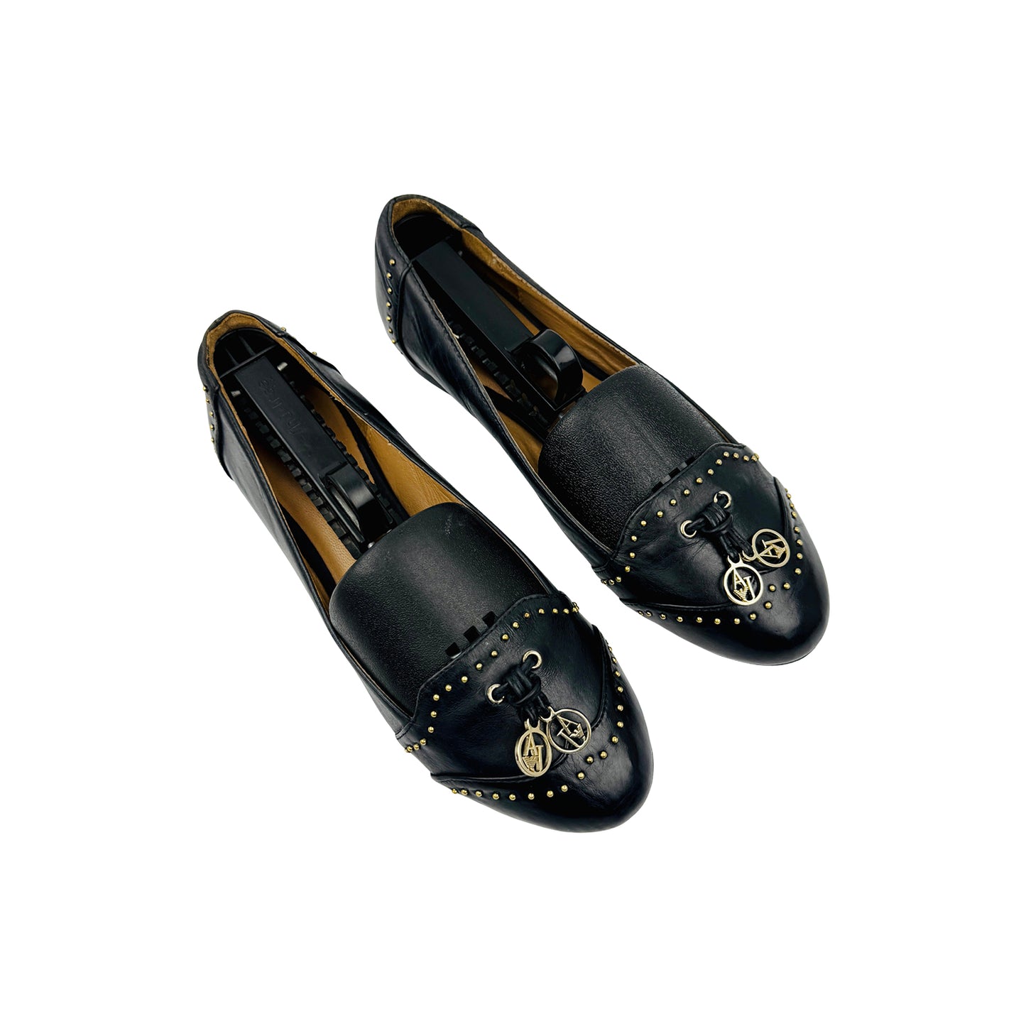 Armani Jeans Women's Black Studded Flats (Size 37)