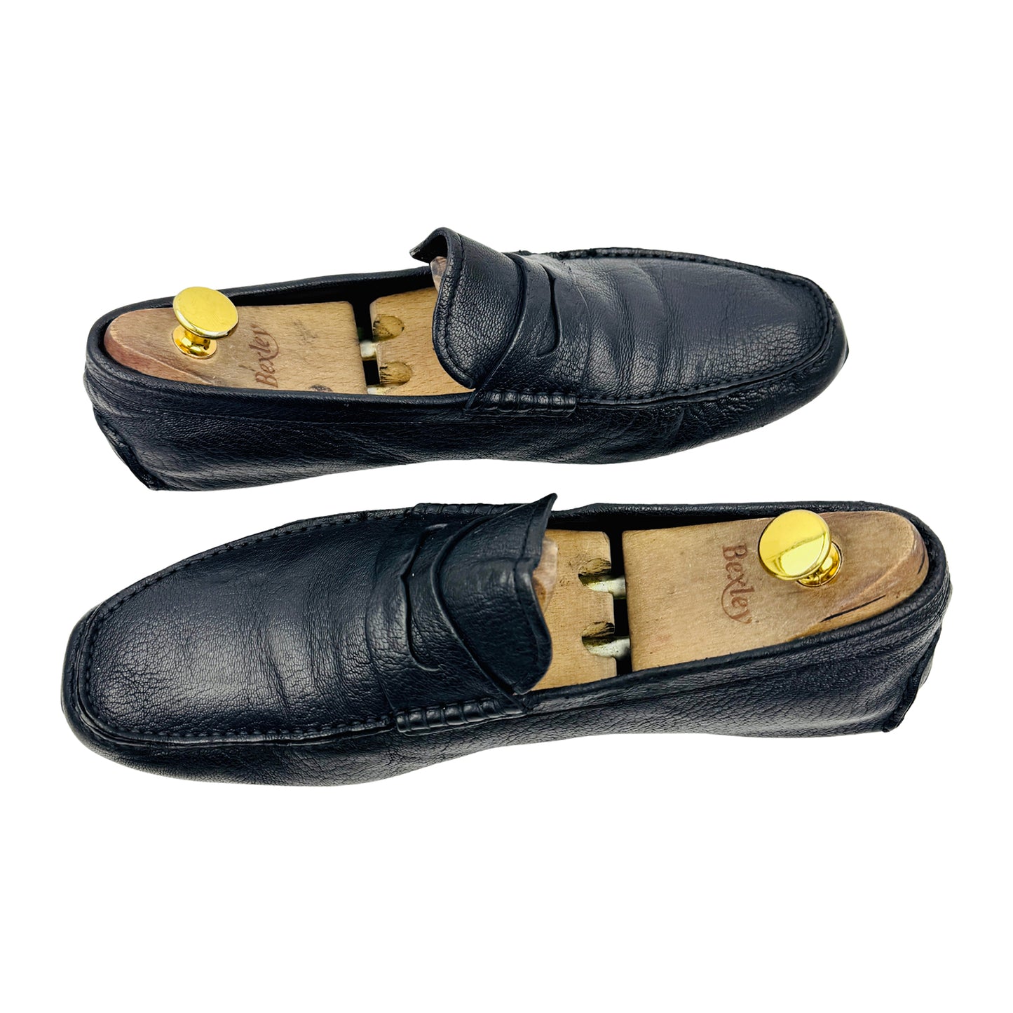 Bally Black Pebbled Leather Penny Loafers (Size 42)