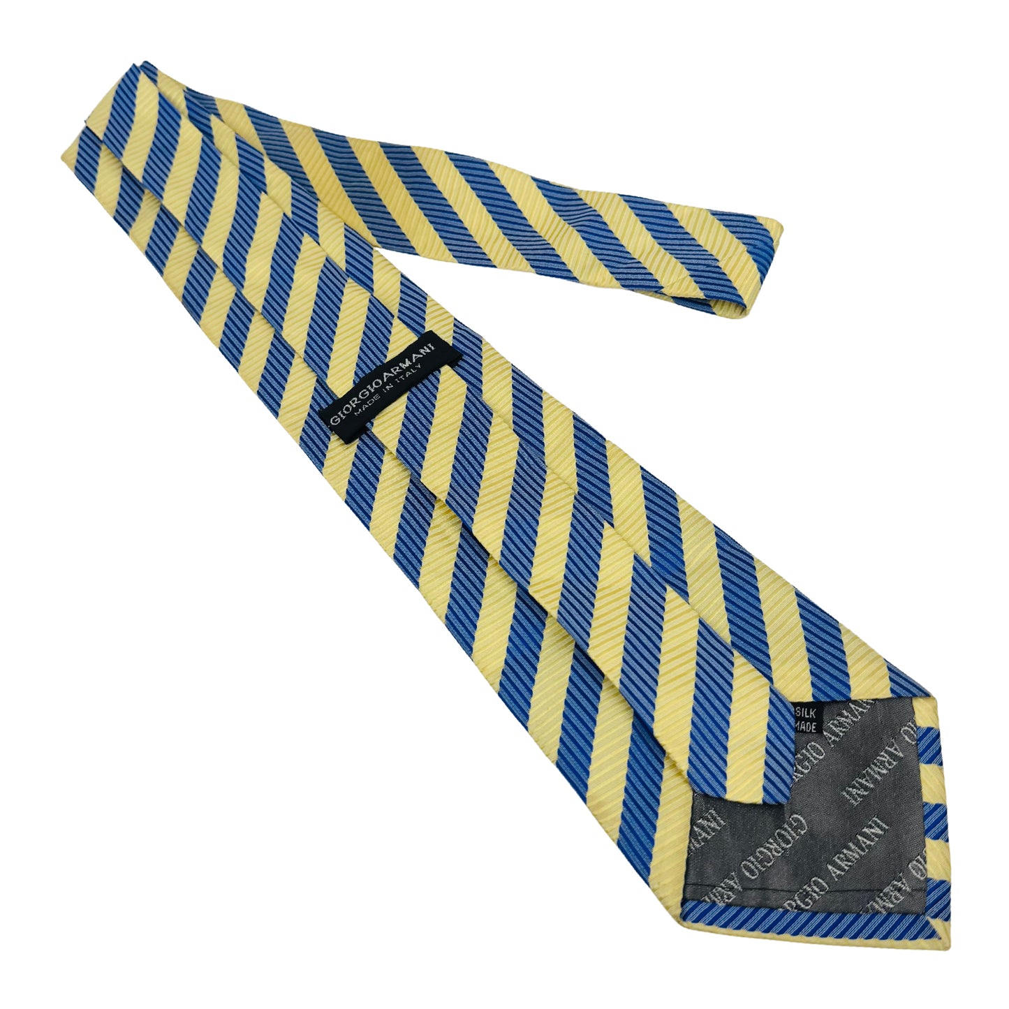 Giorgio Armani Blue Yellow 'Diagonal Stripes' Tie (Size Regular)