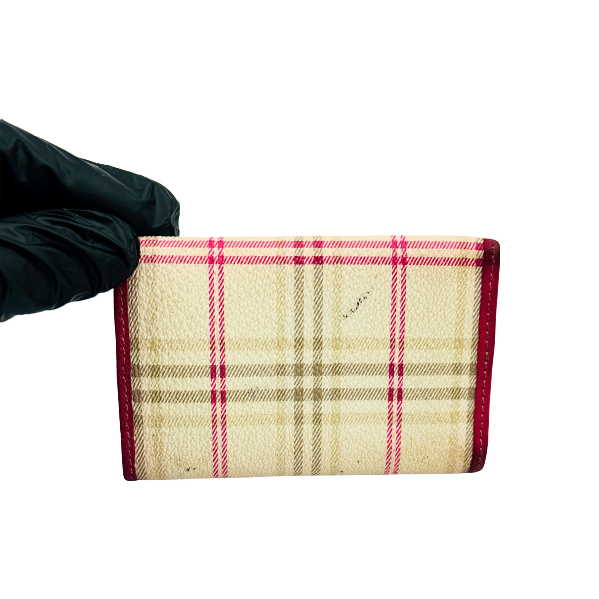 Bean Pole Hot Pink Checkered Key Holder Wallet