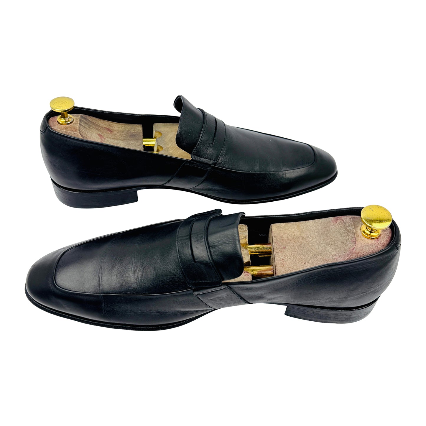 Aquila Men's Black Leather Penny Loafers (Size 43)