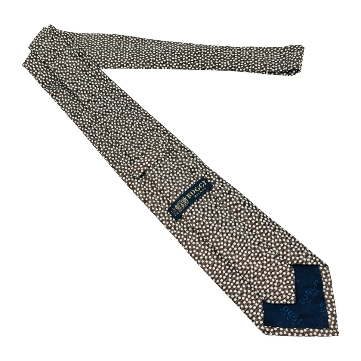Boggi Milano Dark Brown Polka Dots Tie (Size Regular)