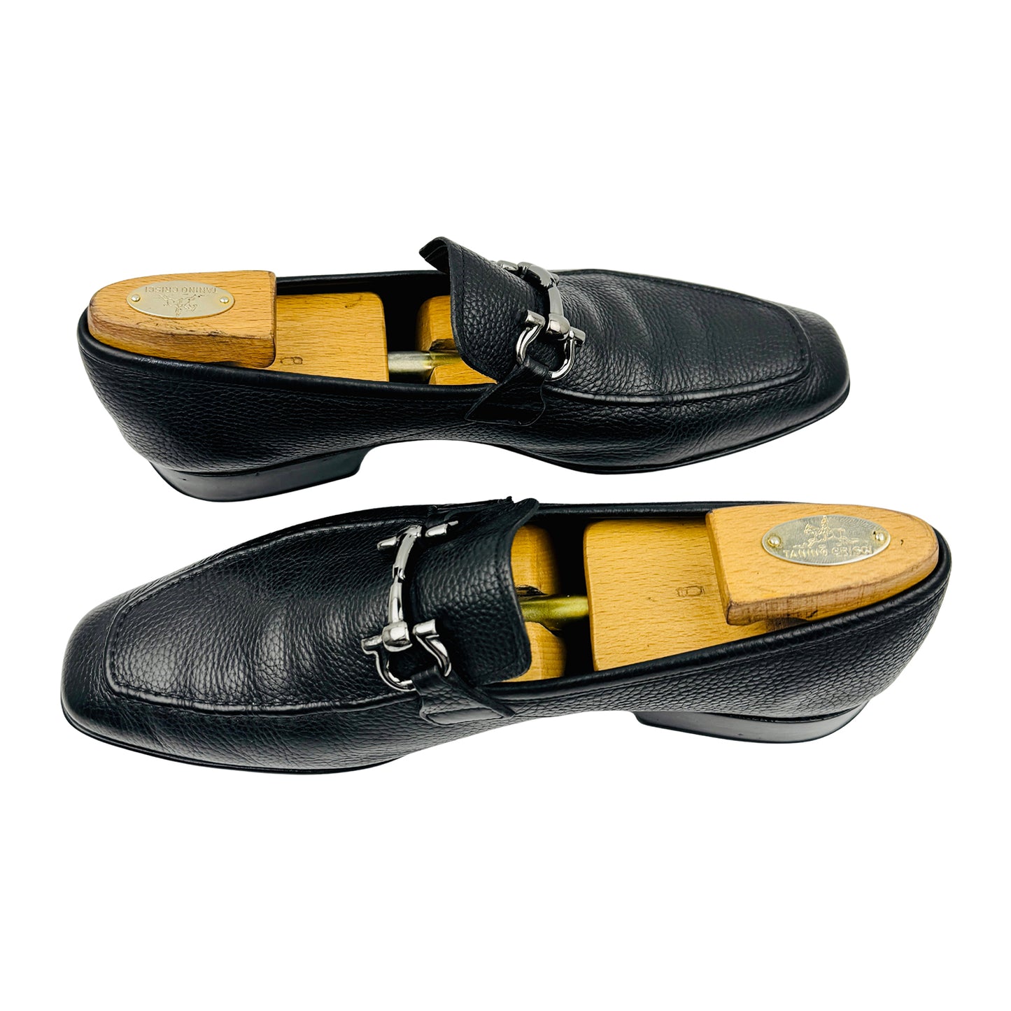 Salvatore Ferragamo Black Pebbled Leather Loafers (Size 43/43.5)