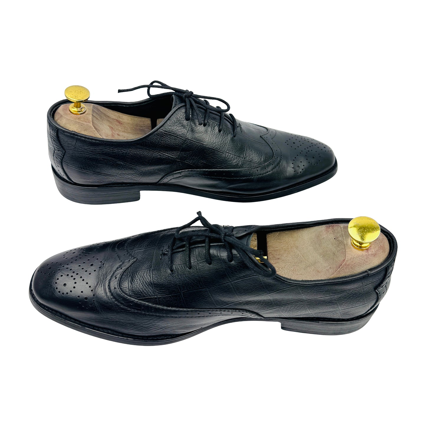 Louis Vuitton Brogue Detailing Wingtip Black Oxfords (Size 42)