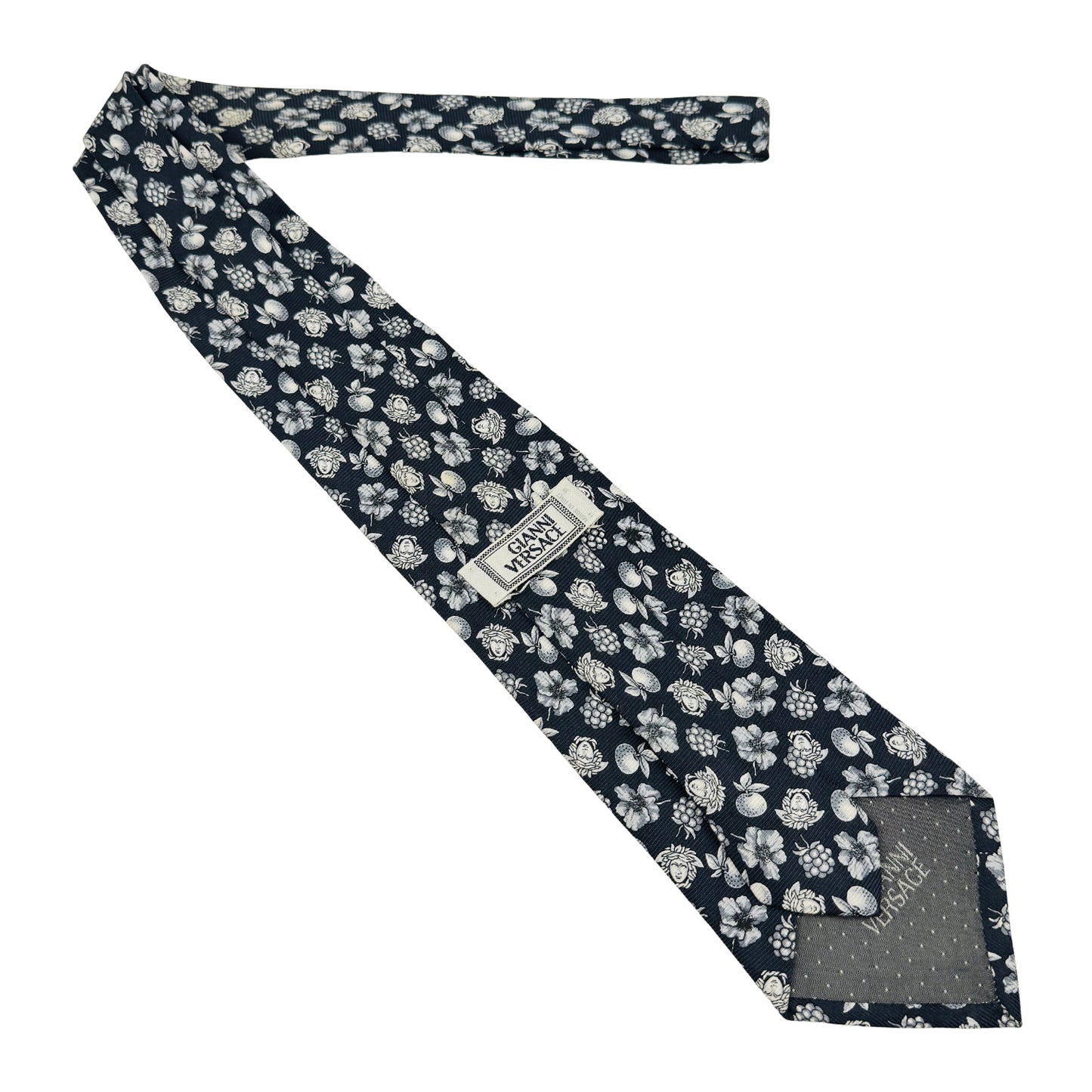 Gianni Versace Dark Navy 'Floral Pattern' Tie (Size Regular)