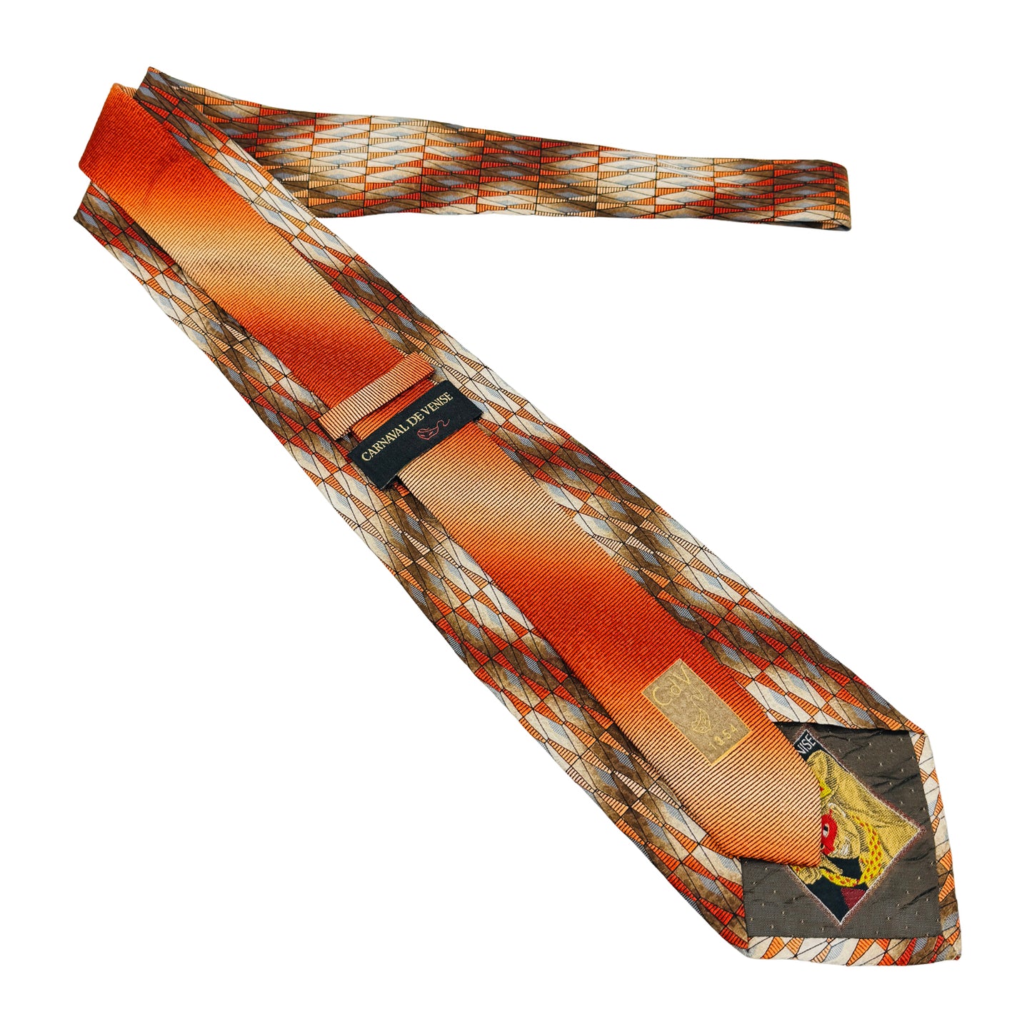 Carnaval De Venise Orange 'Geometric Pattern' Tie (Size Regular)