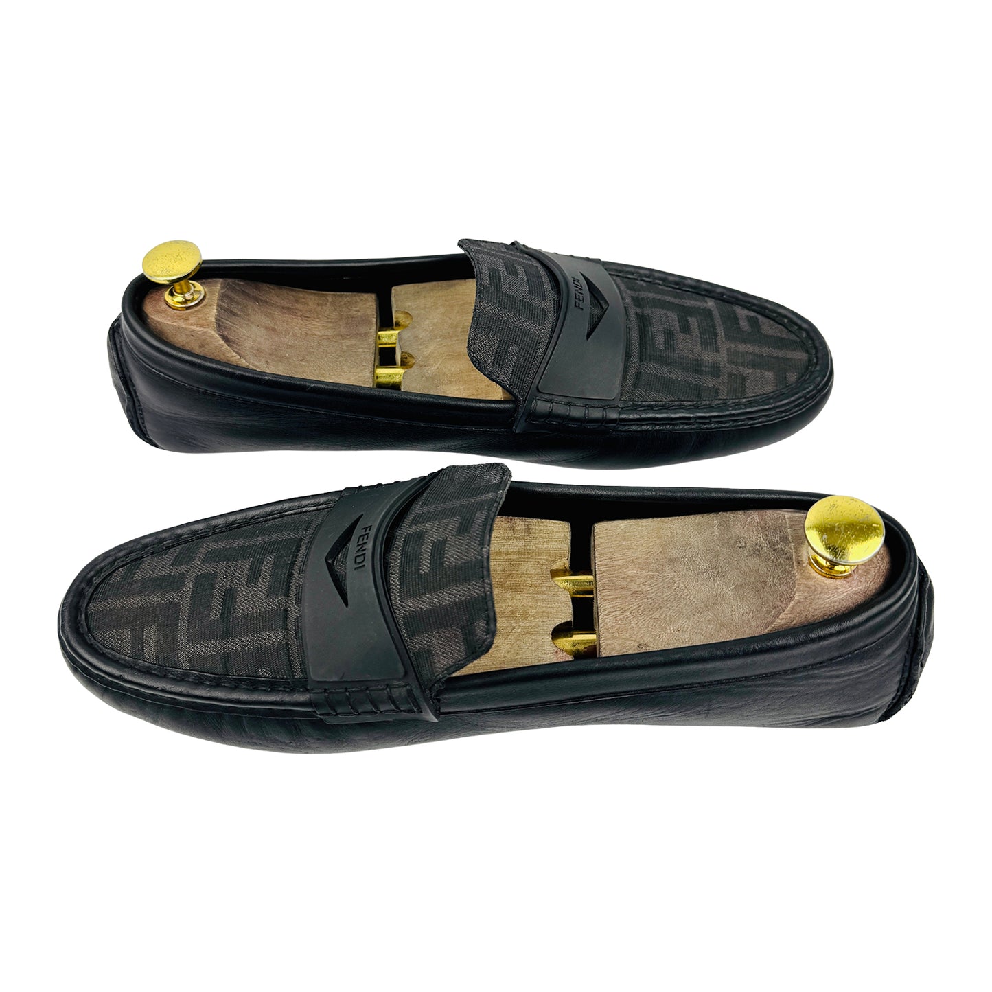 Fendi Men's FF Logo Black Leather Loafers (Size 42.5)