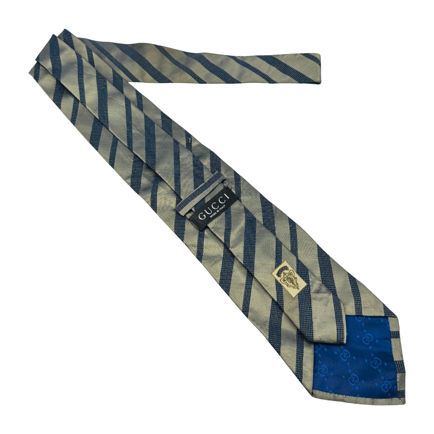 Gucci Grey 'Diagonal Stripes' Tie (Size Regular)