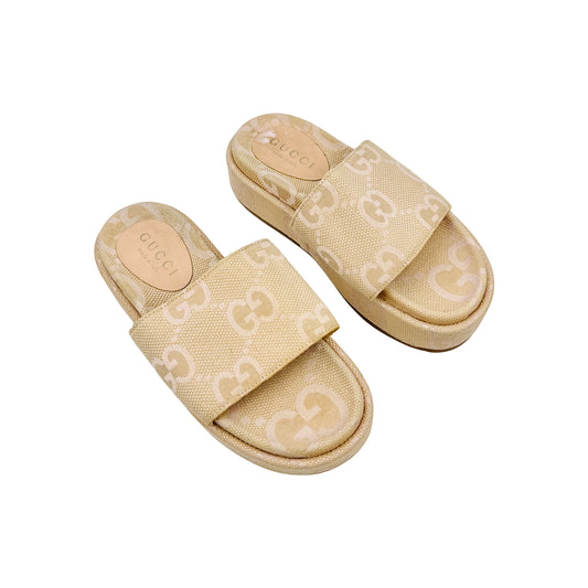 Gucci Angelina Jumbo GG Platform Sandal Slides (Size 40)