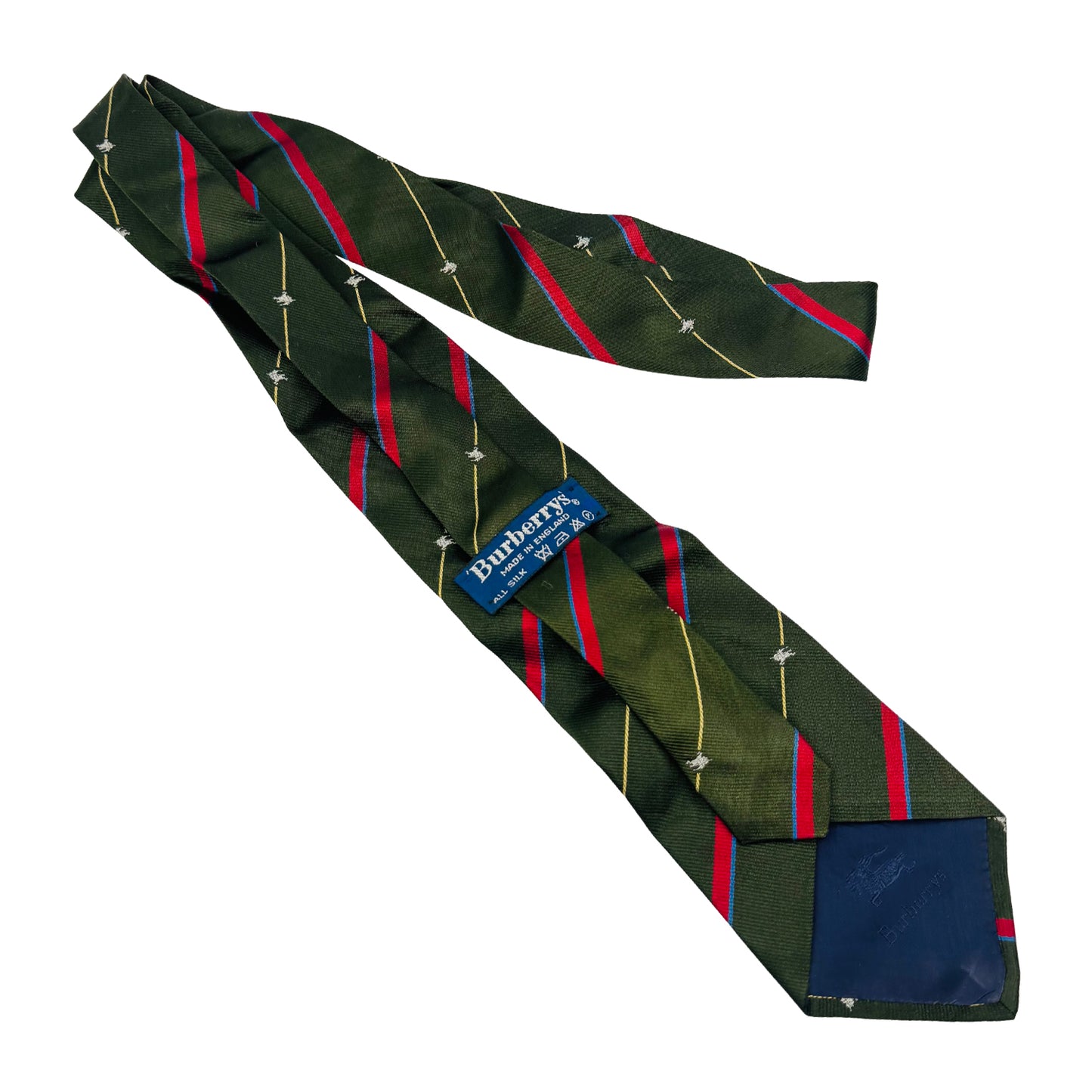 Burberry Dark Green 'Diagonal Stripes' Silk Tie (Size Slim Fit)