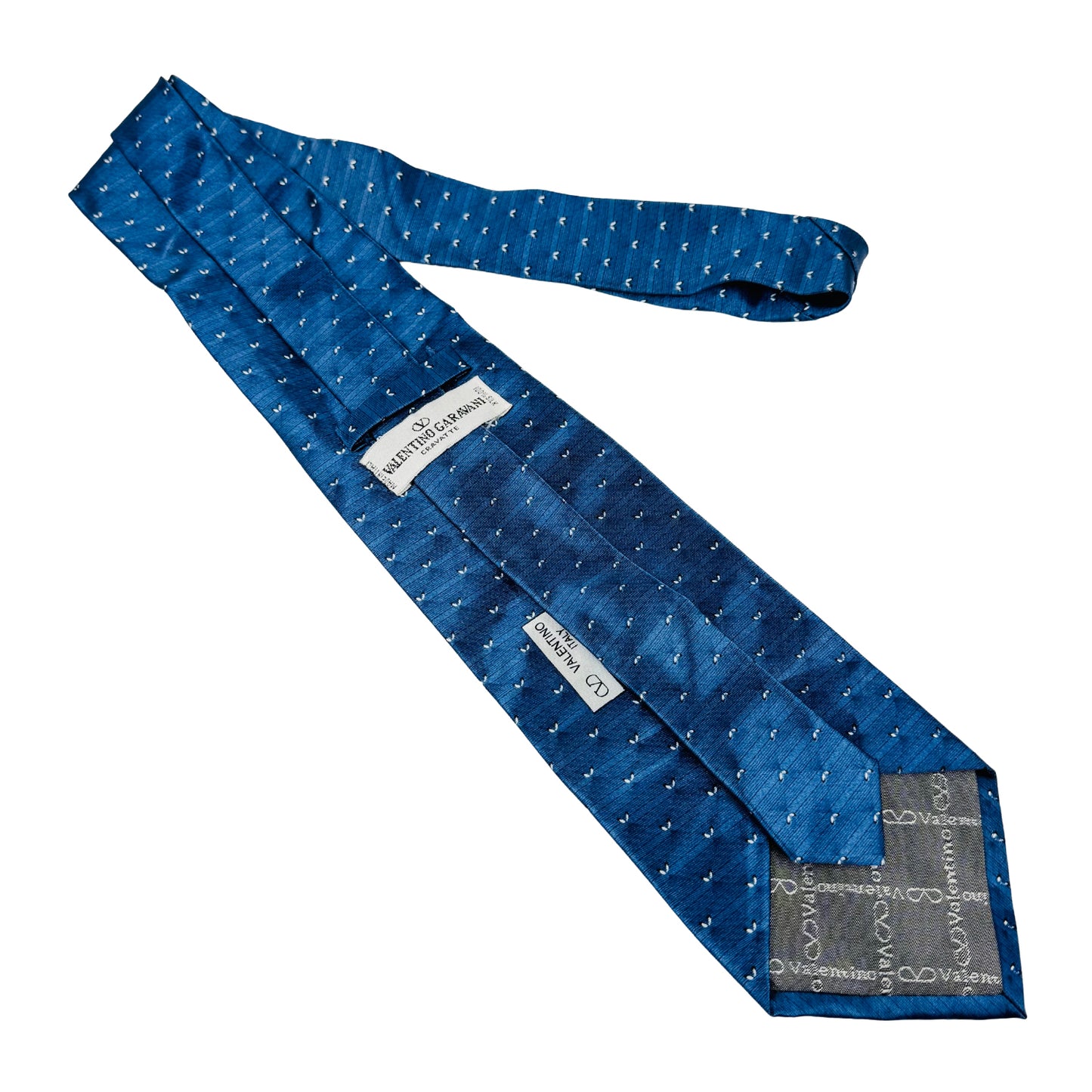 Valentino Blue 'Micro-Dot/Motif Pattern' Silk Tie (Size Regular)