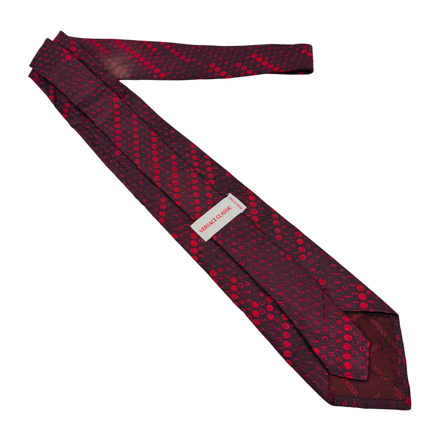 Versace Dark Maroon 'Geometric Pattern' Tie (Size Regular)