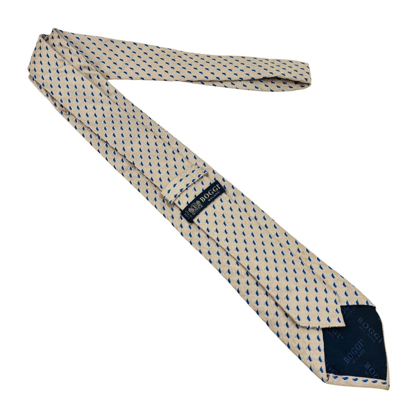 Boggi Milano Cream 'Geometric Pattern' Tie (Size Regular)