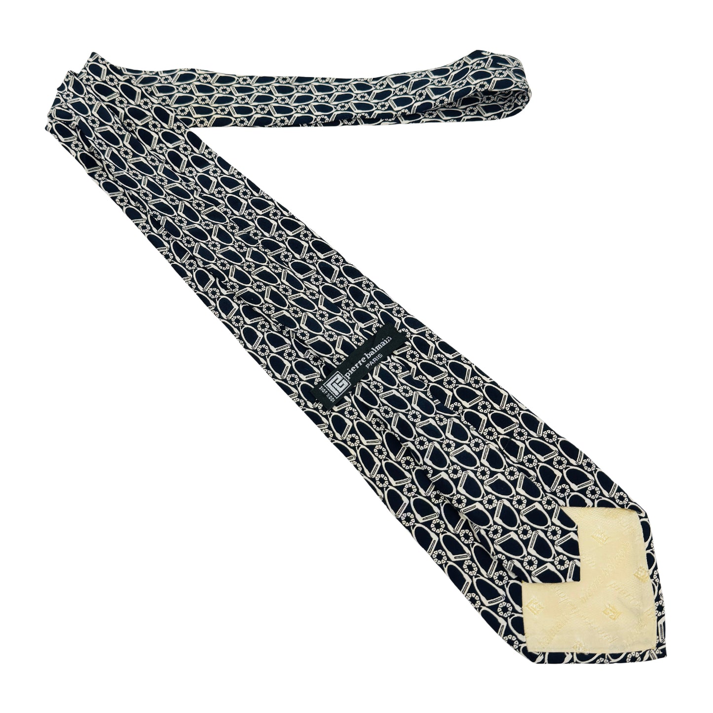 Pierre Balmain Dark Navy 'Geometric Pattern' Tie (Size Regular)