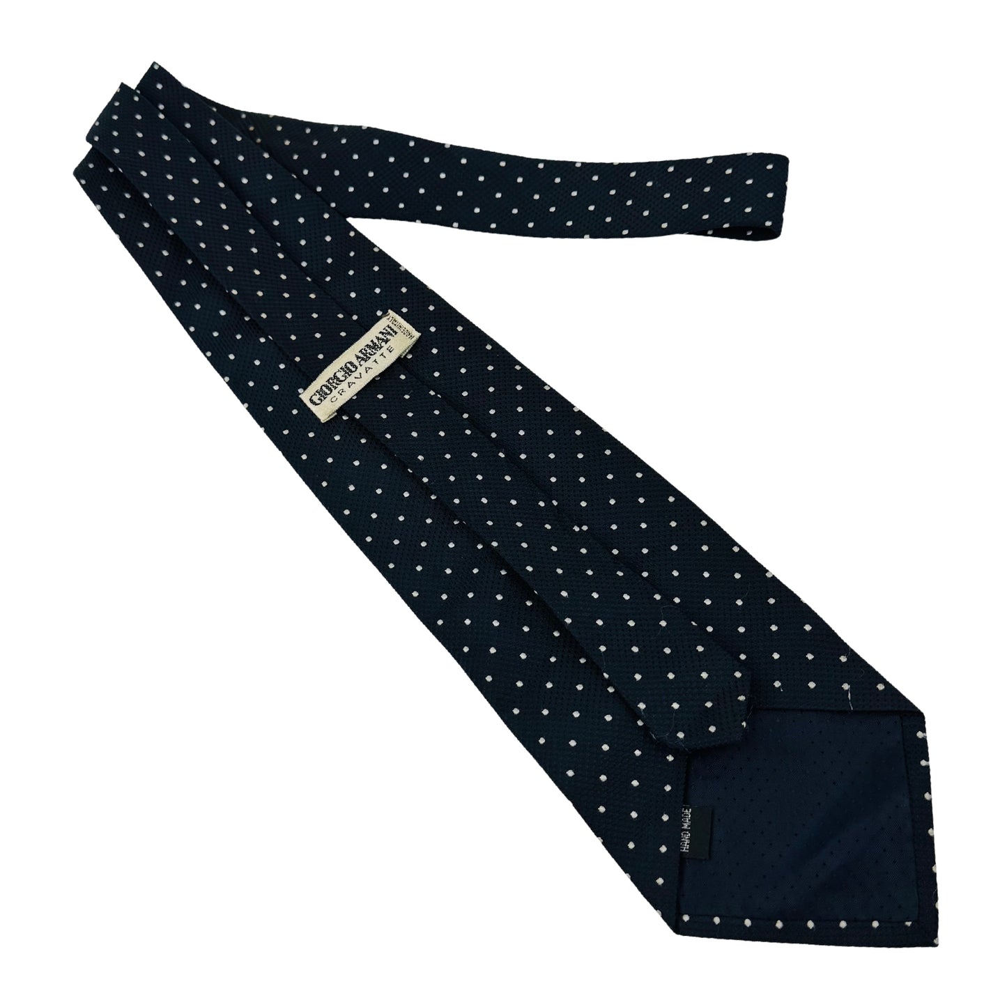Giorgio Armani Navy Blue 'White Polka Dots' Tie (Size Regular)