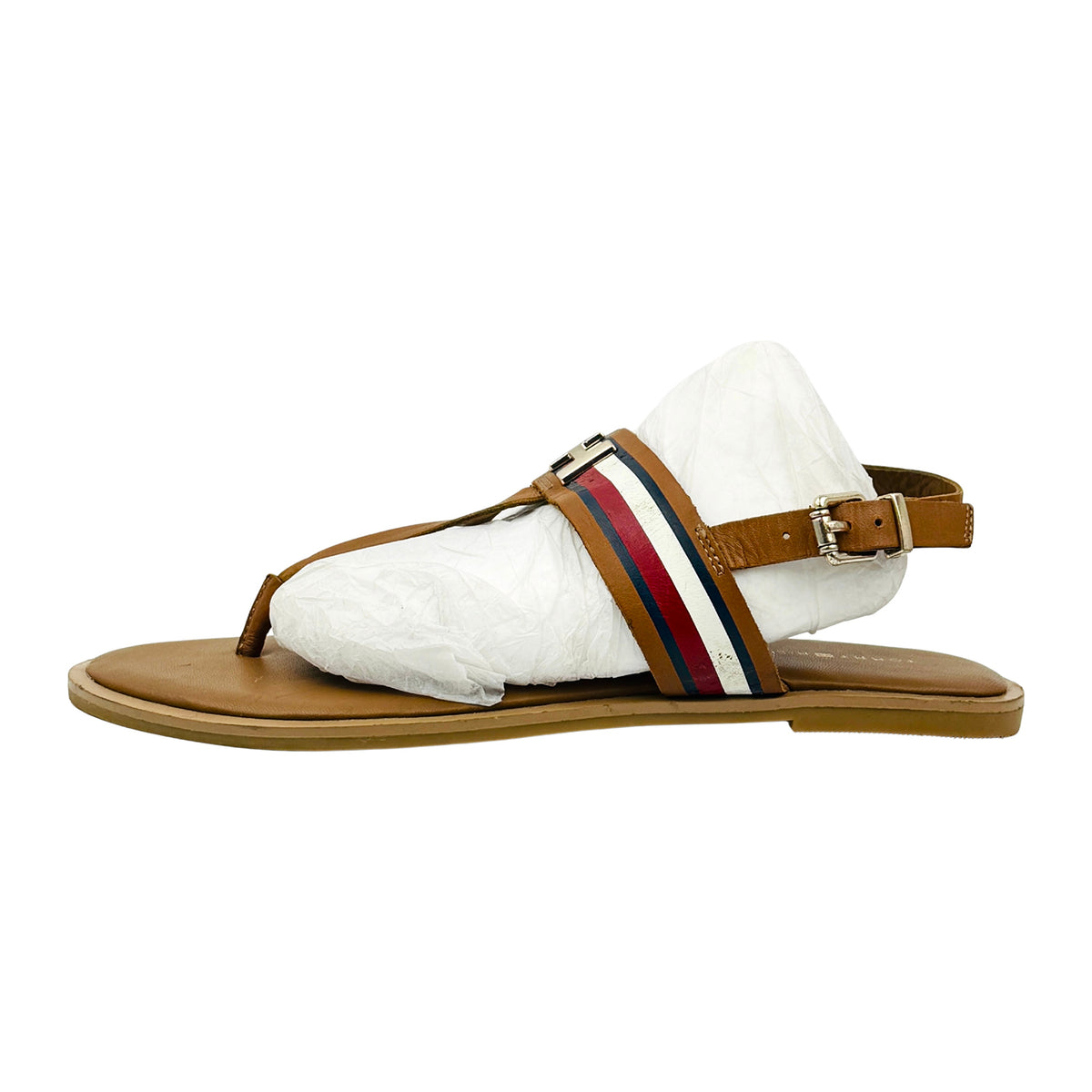 Tommy Hilfiger Corporate Leather Flat Sandals (Size 40) - FW0FW04840