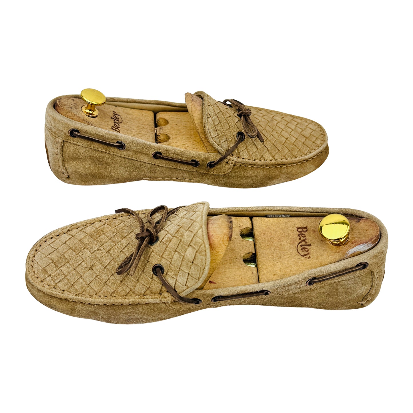 Bottega Veneta Men's Intrecciato Beige Suede Loafers (Size 42)