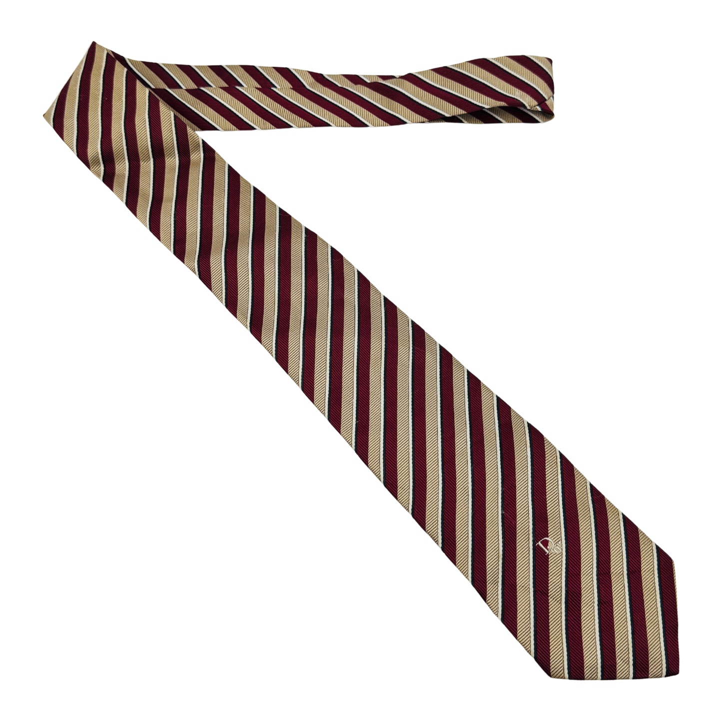 Christian Dior Burgundy 'Diagonal Stripes' Tie (Size Regular)
