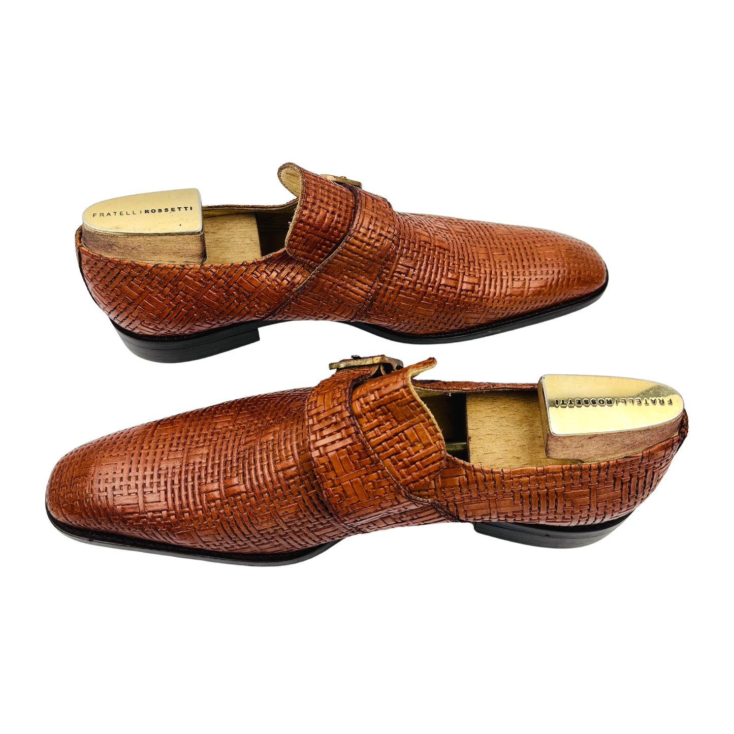 J.M. Weston Basket-Weave Monk-Strap Derby Shoes (Size 45/45.5)