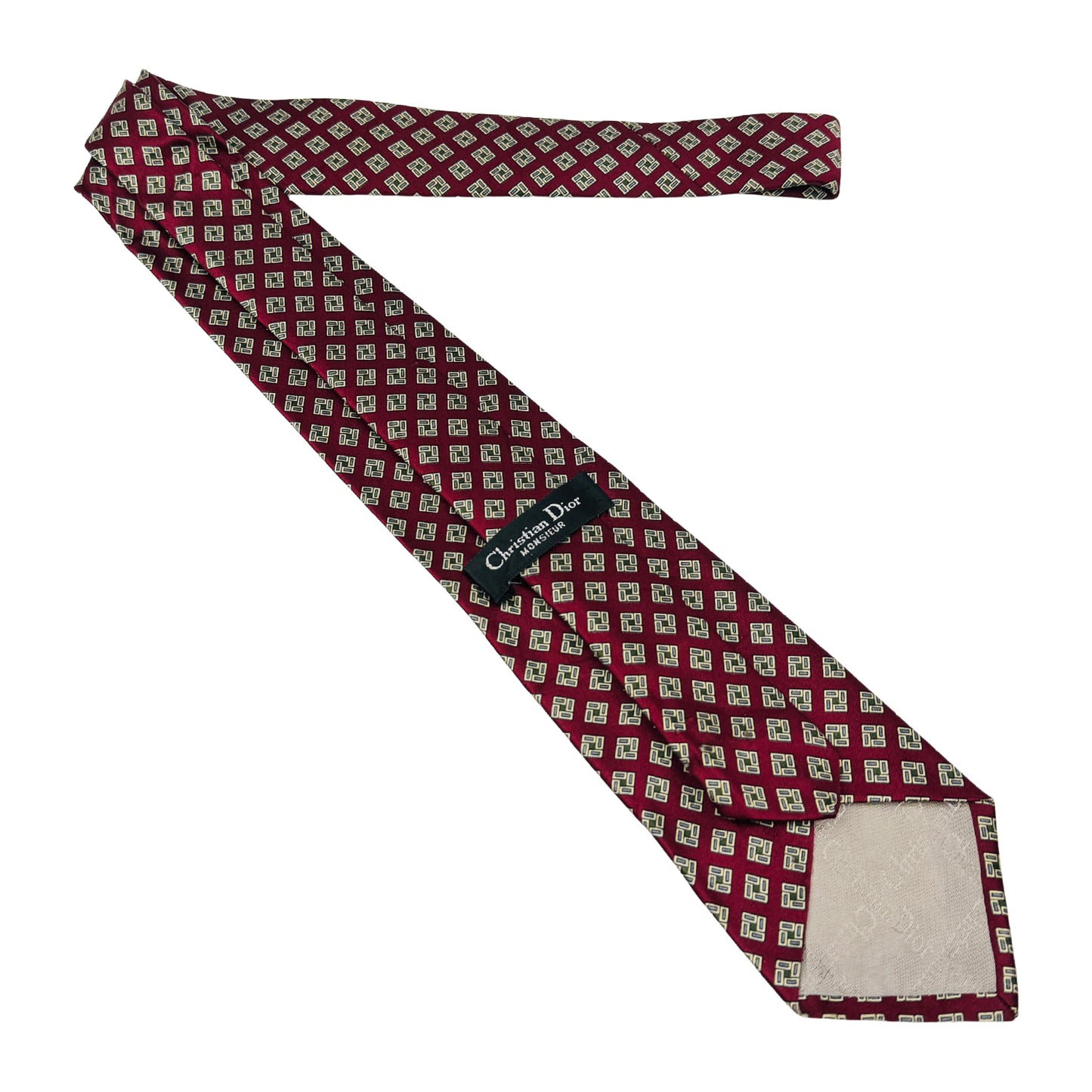 Christian Dior Burgundy 'Square Motifs' Tie (Size Regular)