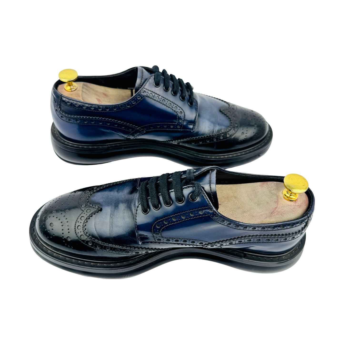 Prada Men's Air Sole Brogues Blue Black Shoes (Size 41/41.5) - 2EE098