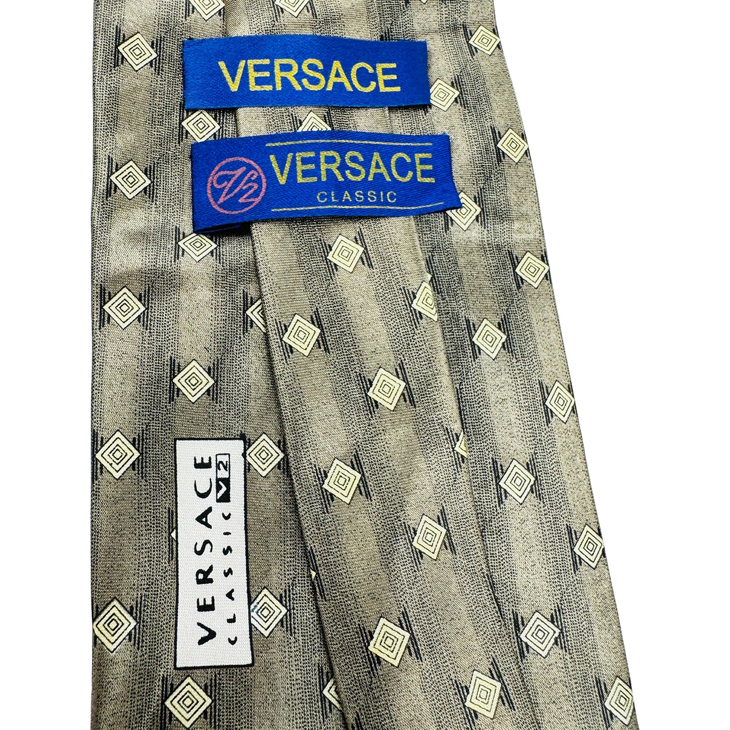 Versace Brown 'Geometric Diamond Motifs' Tie (Size Regular)