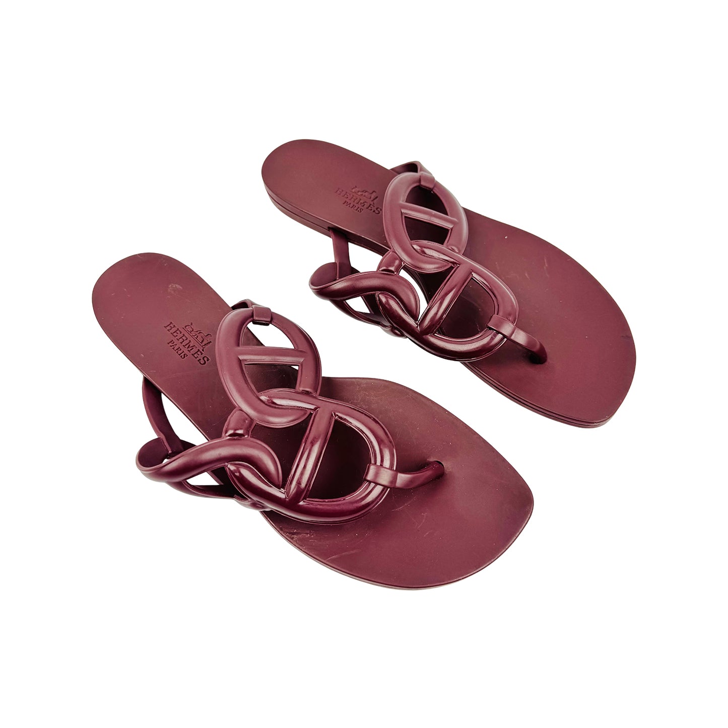 Hermès Women's Egerie 'Burgundy' Sandal Slippers (Size 37)