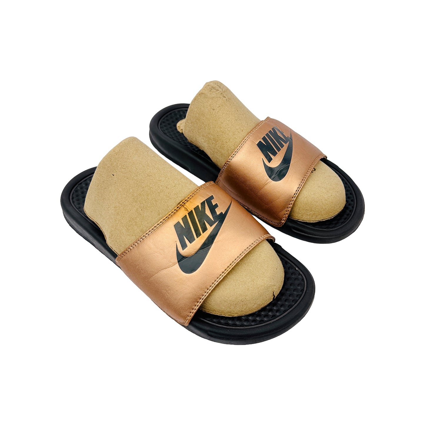 Right Side image of Nike Benassi JDI Golden Black Slides (Size 40.5/41) - 343881-900