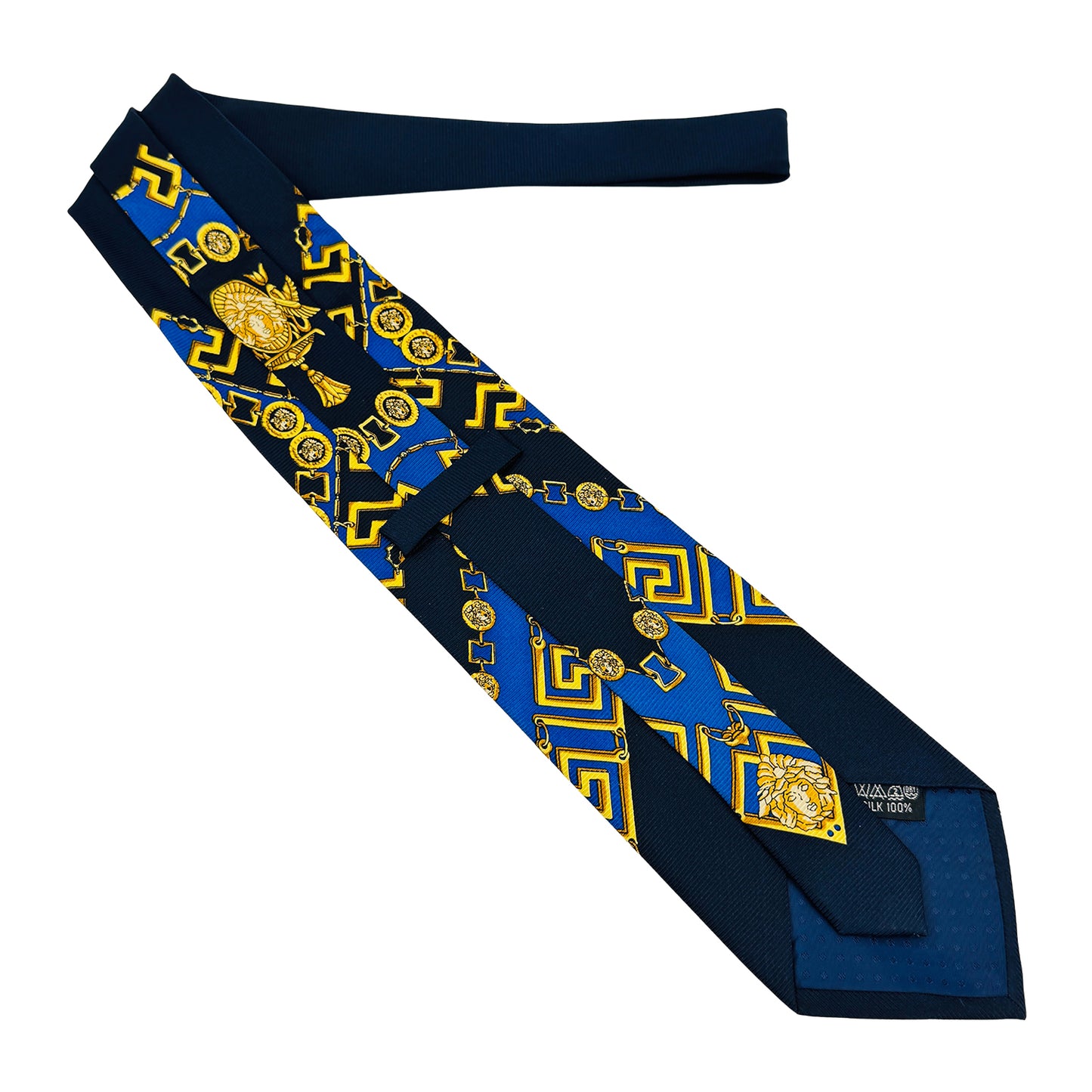 Versace Navy Blue 'Baroque Pattern' Tie (Size Regular)