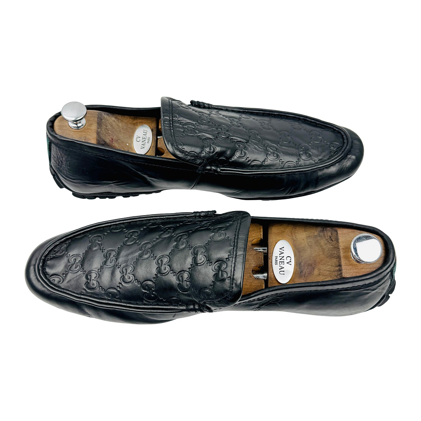 Gucci Black Guccissima Leather Driving Loafers (Size 45/45.5)