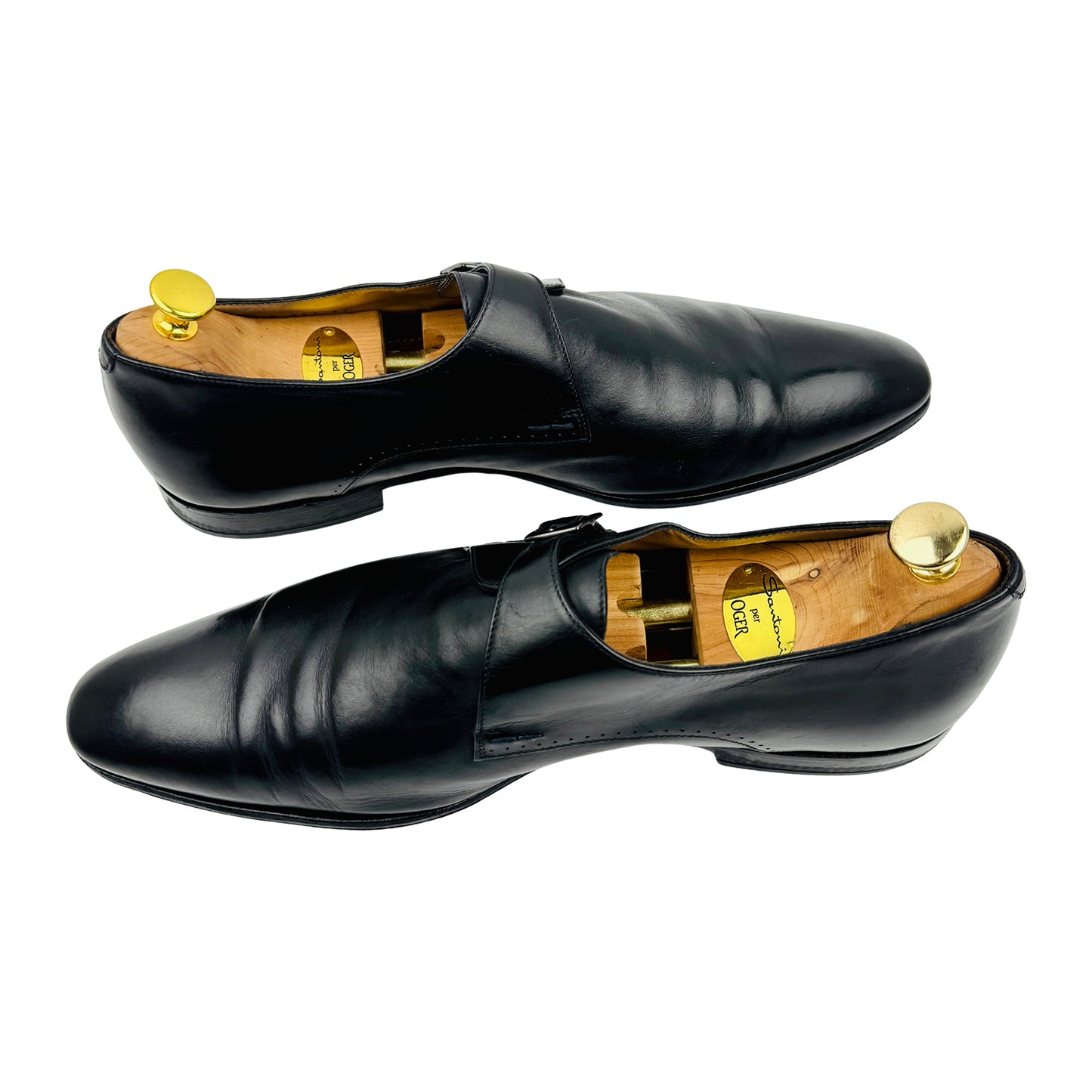 Hugo Boss Men's Black Leather Single Monk Strap Loafers (Size 45)