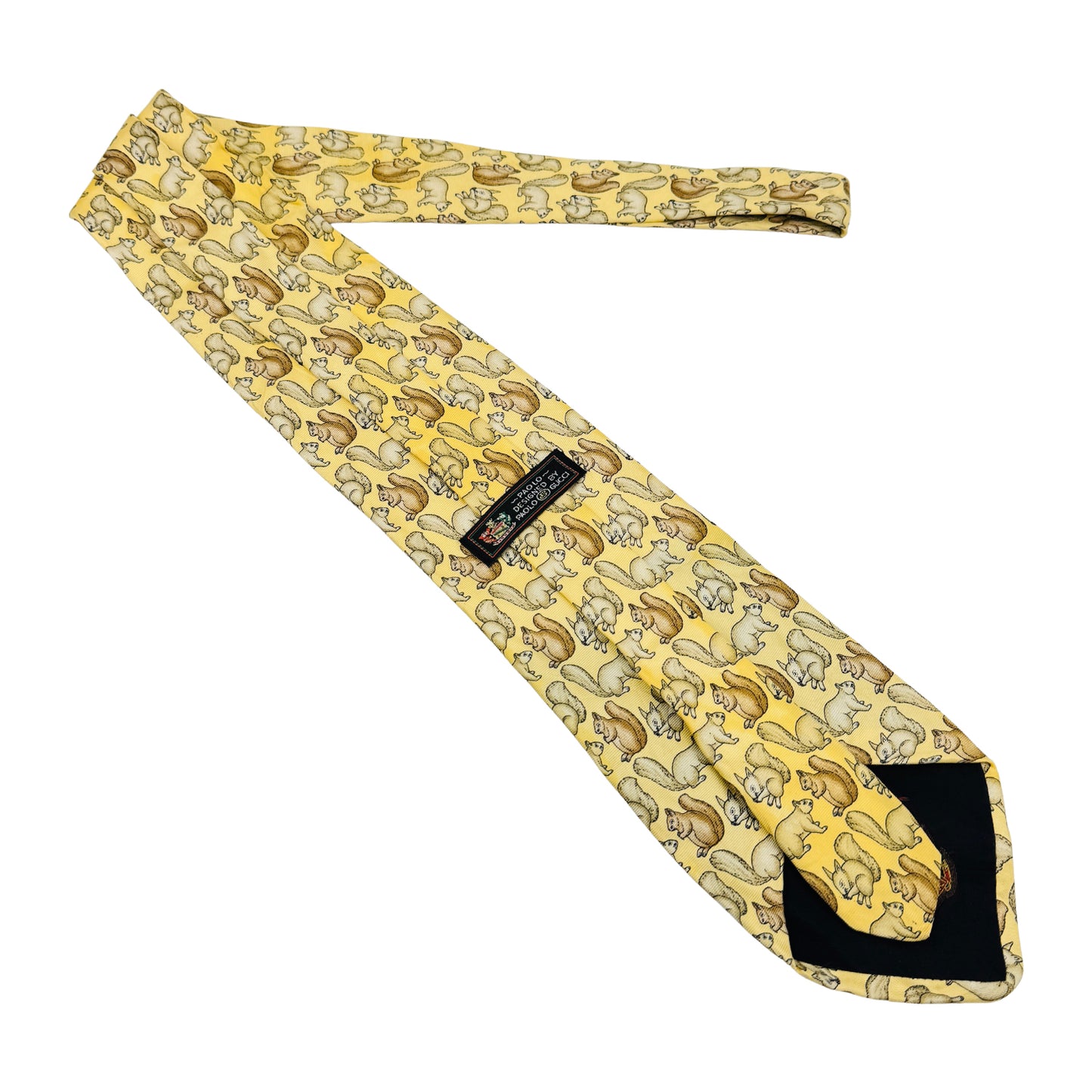 Paolo Gucci Light Yellow 'Squirrel Print' Tie (Size Regular)