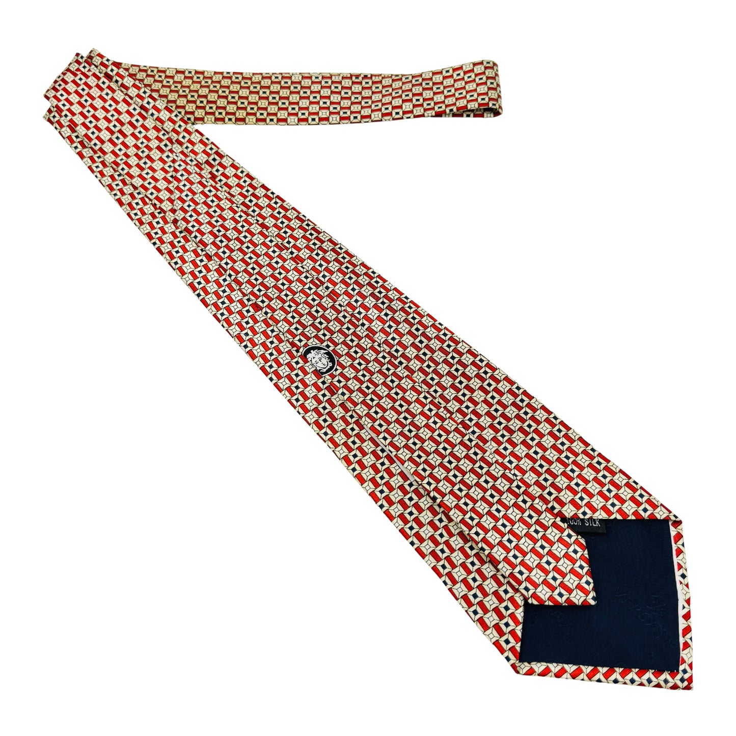 Versace Beige 'Geometric Pattern' Tie (Size Regular)