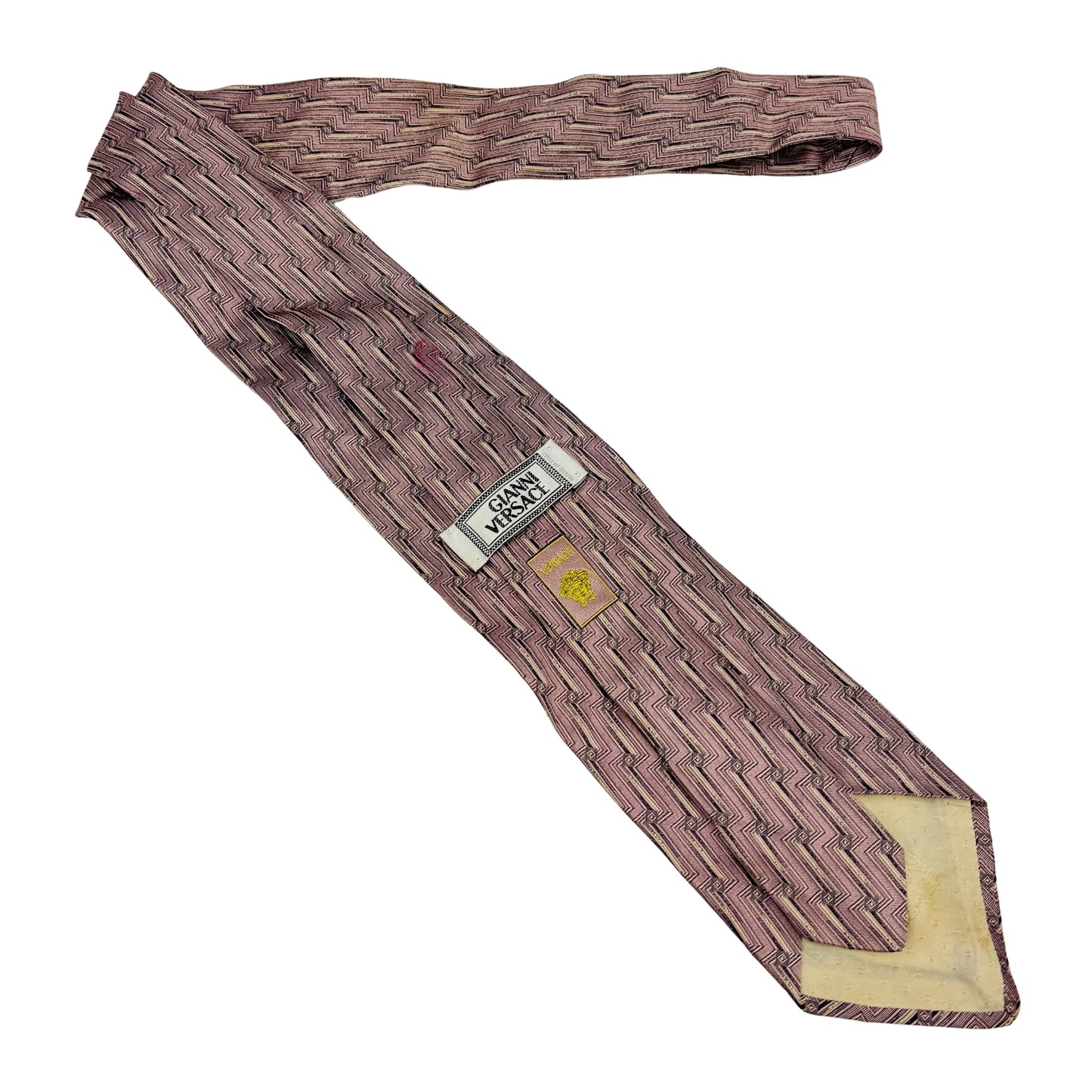 Versace Dusty Pink 'Zigzag Pattern' Tie (Size Regular)