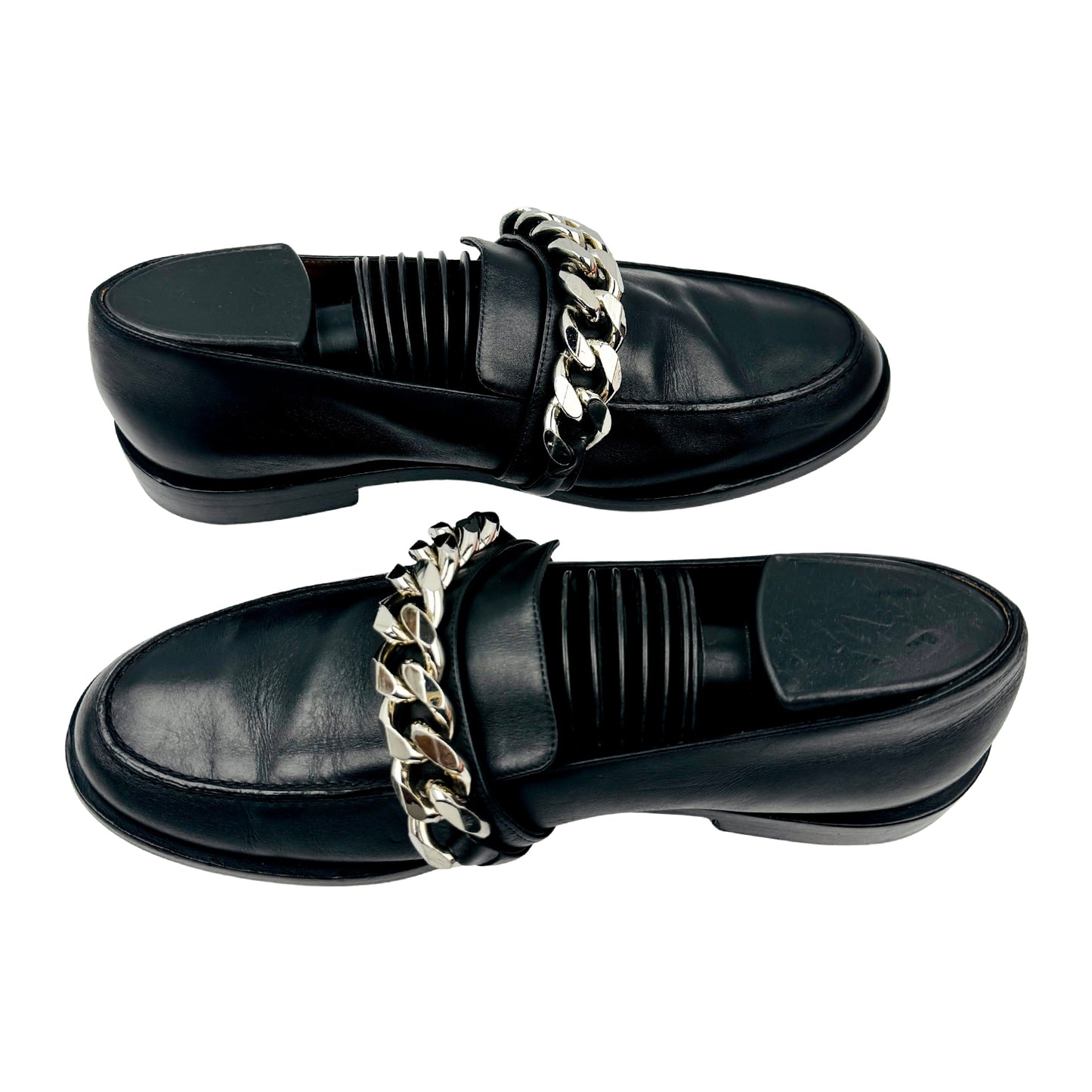 Givenchy Black Leather Chain-Link Loafers (Size 40)