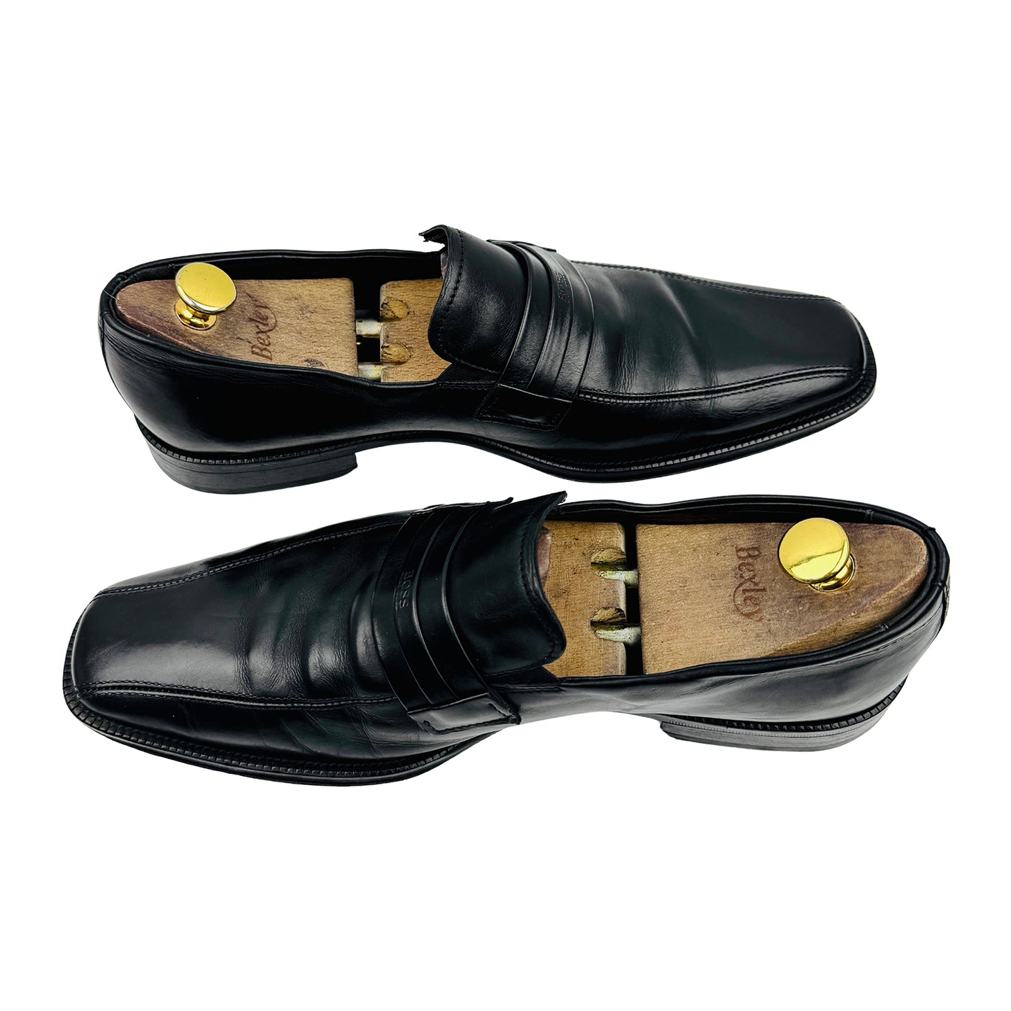 Hugo Boss Men's Black Leather Penny Loafers (Size 44)
