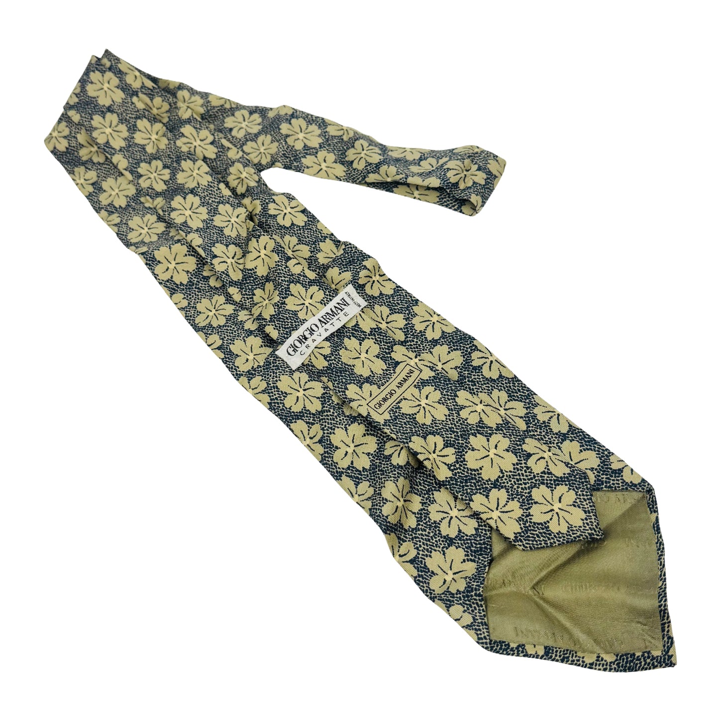 3857 Giorgio Armani Ink Blue 'Yellow Floral Pattern' Tie (Size Regular)