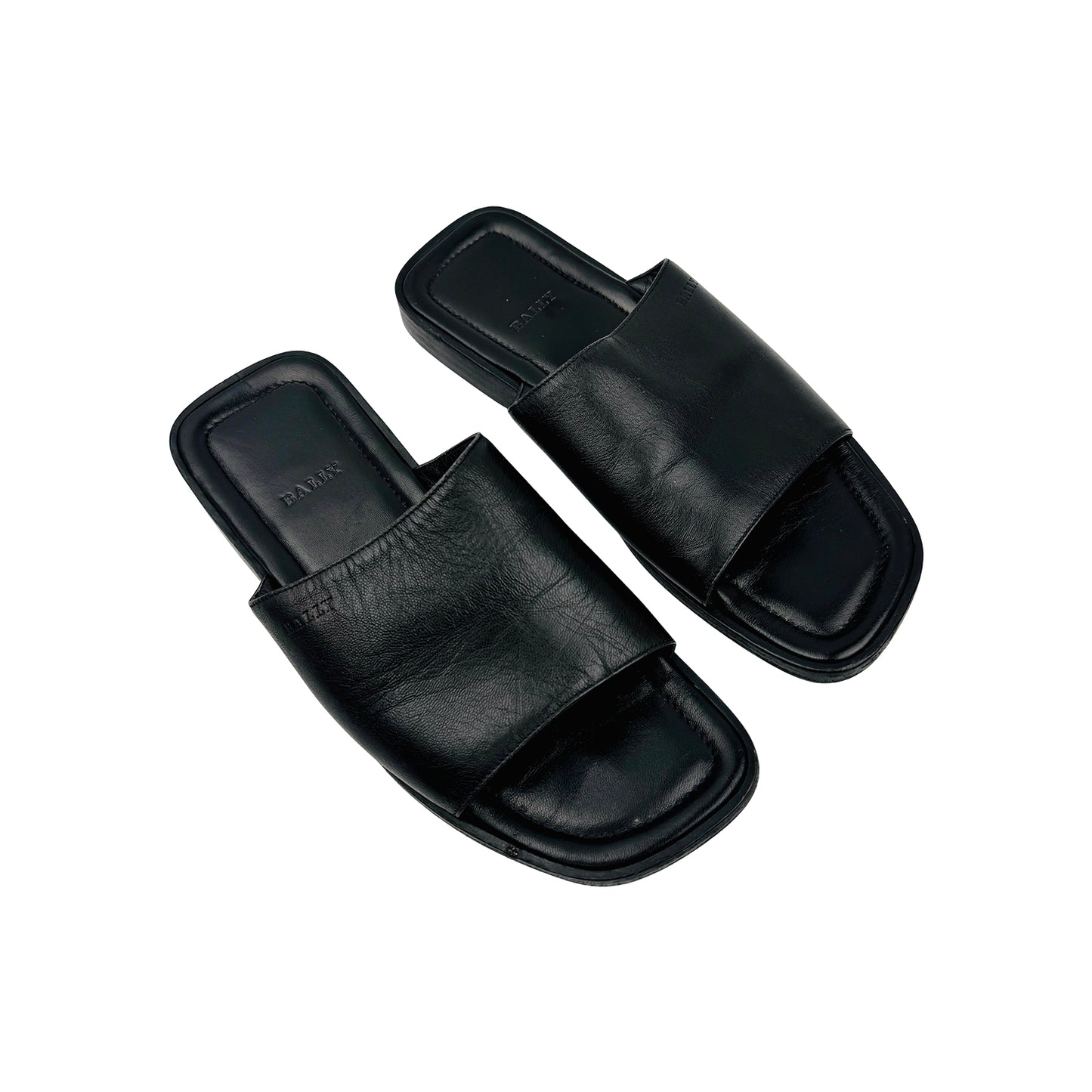 Bally Men's Black Leather Sandal Slides (Size 41/41.5)