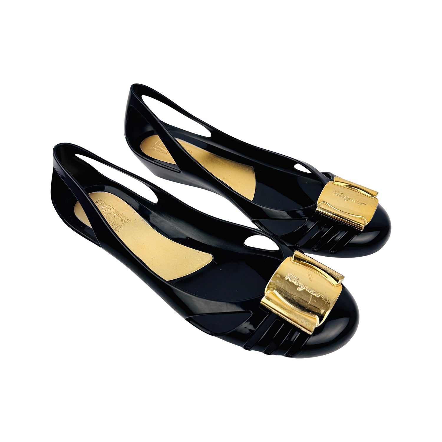 Right Side image of Salvatore Ferragamo Vara Jelly Ballet Flats (Size 38/38.5)