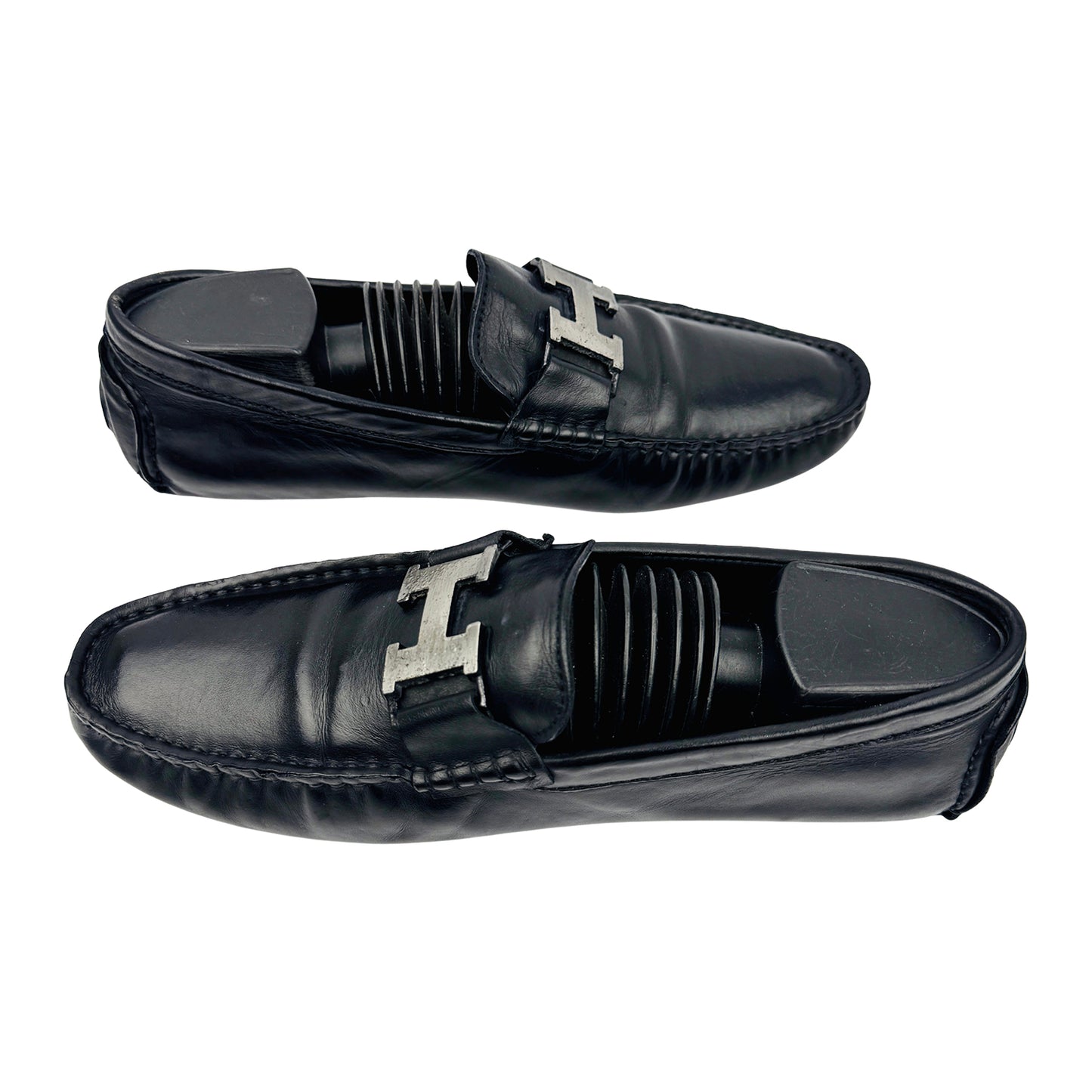 Hermes 'H' Buckle Black Driving Loafers (Size 40/40.5)
