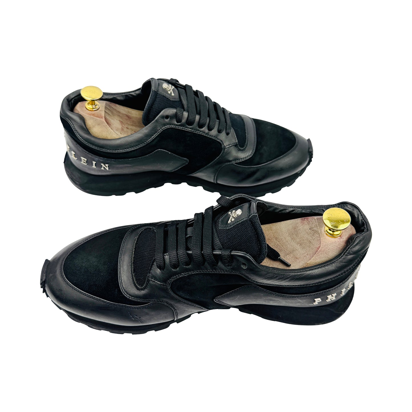 Philipp Plein Black Leather & Suede Sneakers (Size 43/43.5)