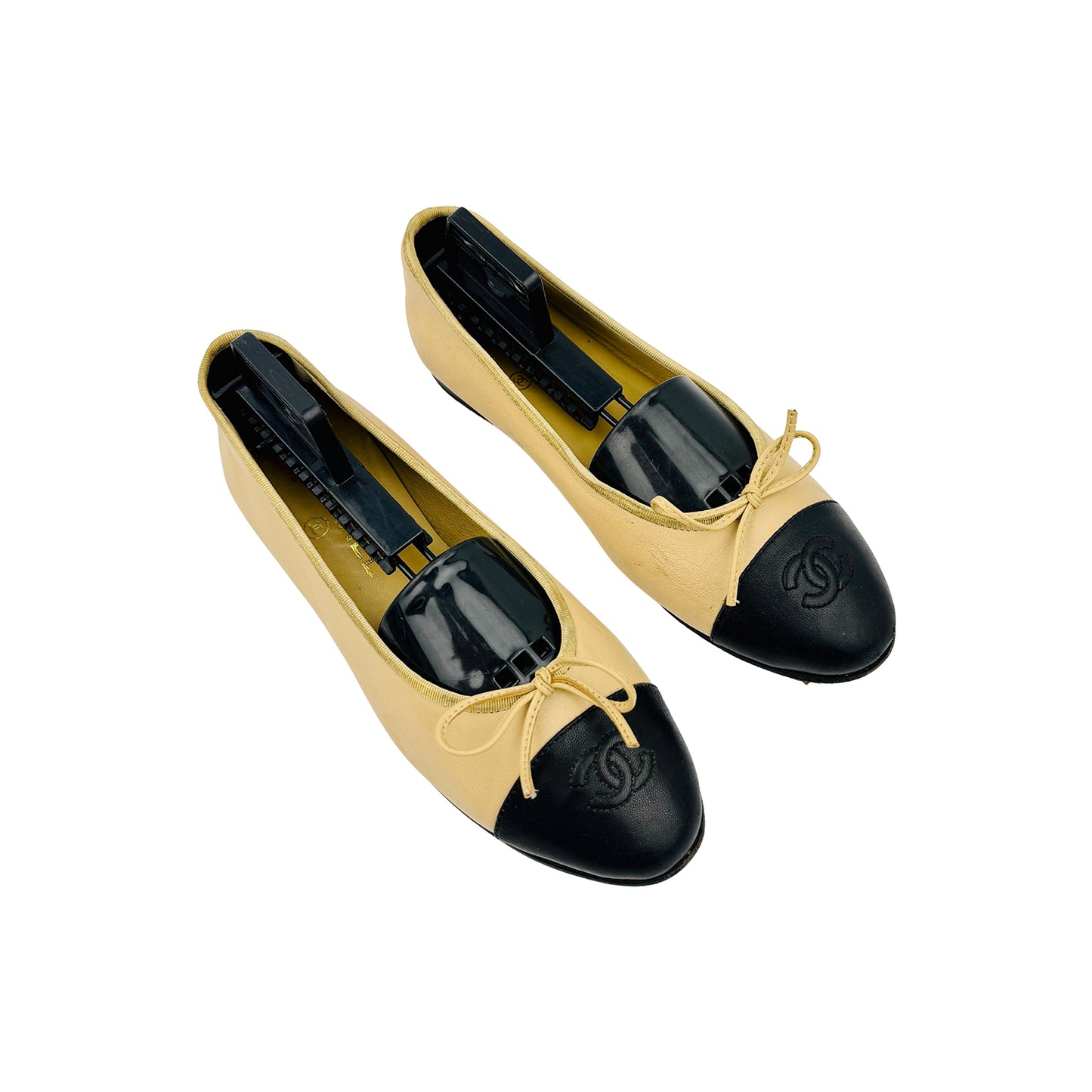Chanel Women's 'Beige Black' Ballet Flats (Size 37)
