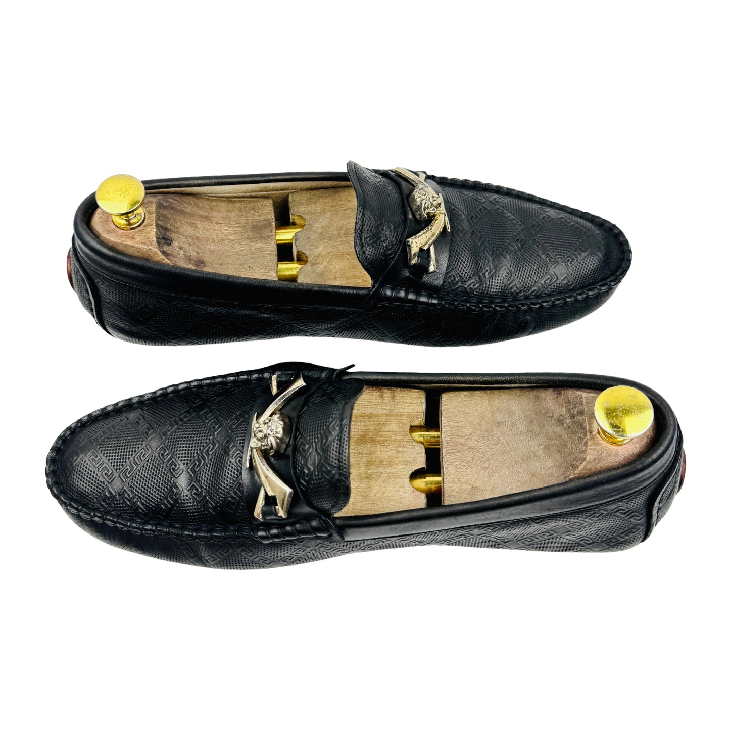 Versace Medusa Embellished Black Loafers (Size 42)