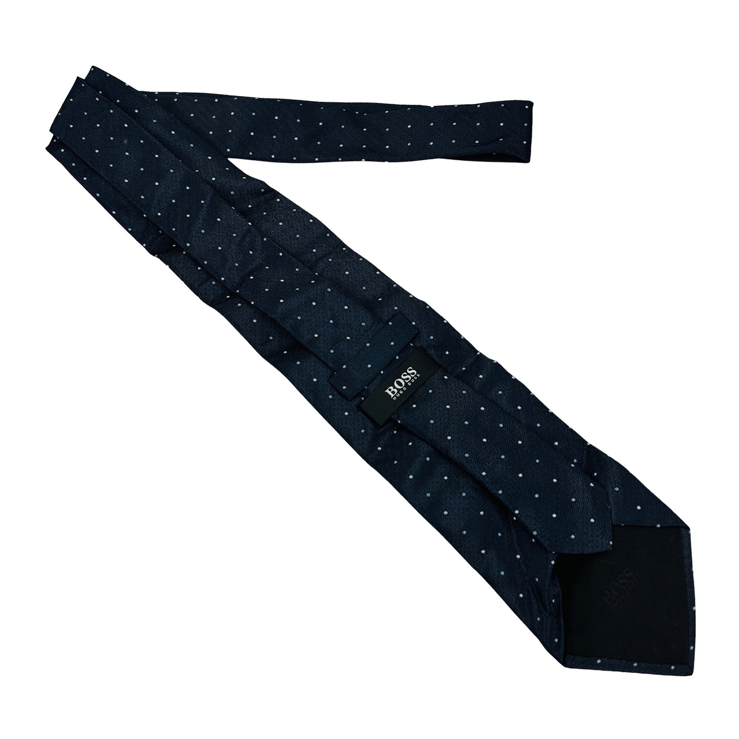 Hugo Boss Dark Navy Blue 'Polka Dots' Silk Tie (Size Regular)