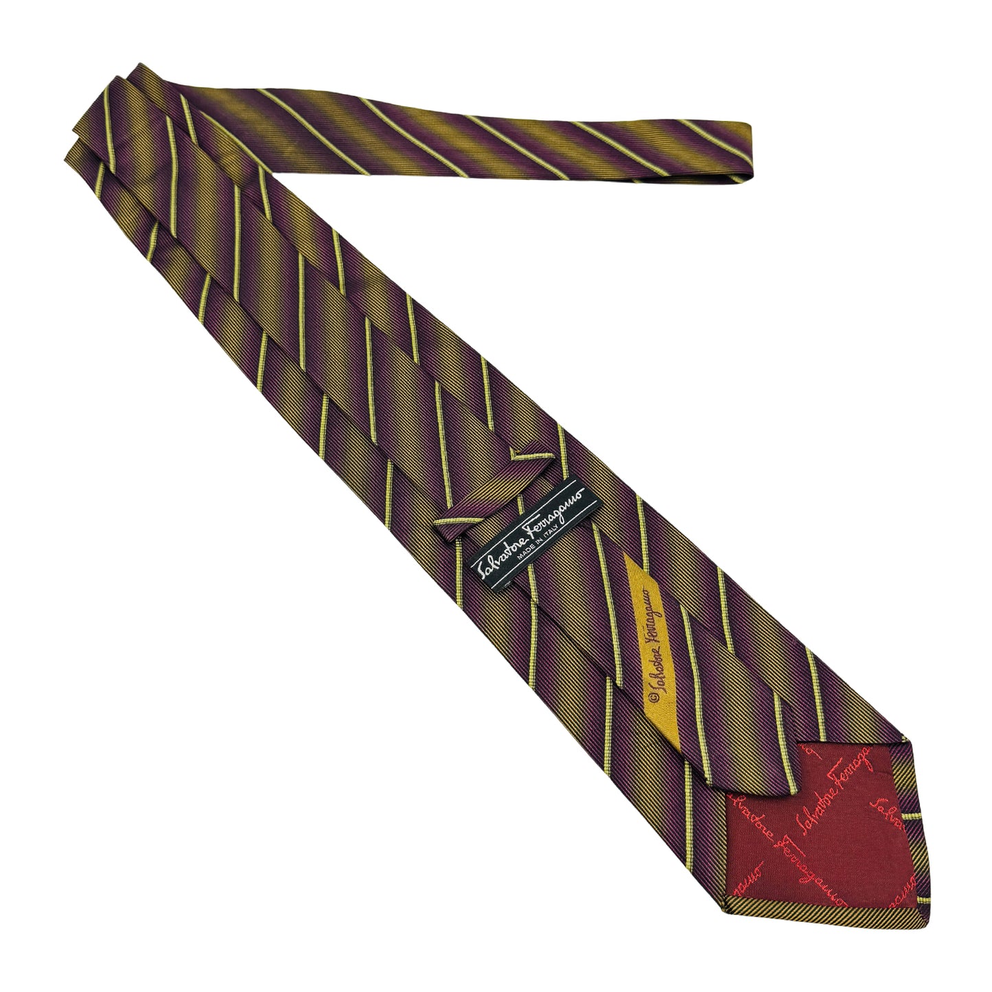 Salvatore Ferragamo Burgundy 'Diagonal Stripes' Tie (Size Regular)